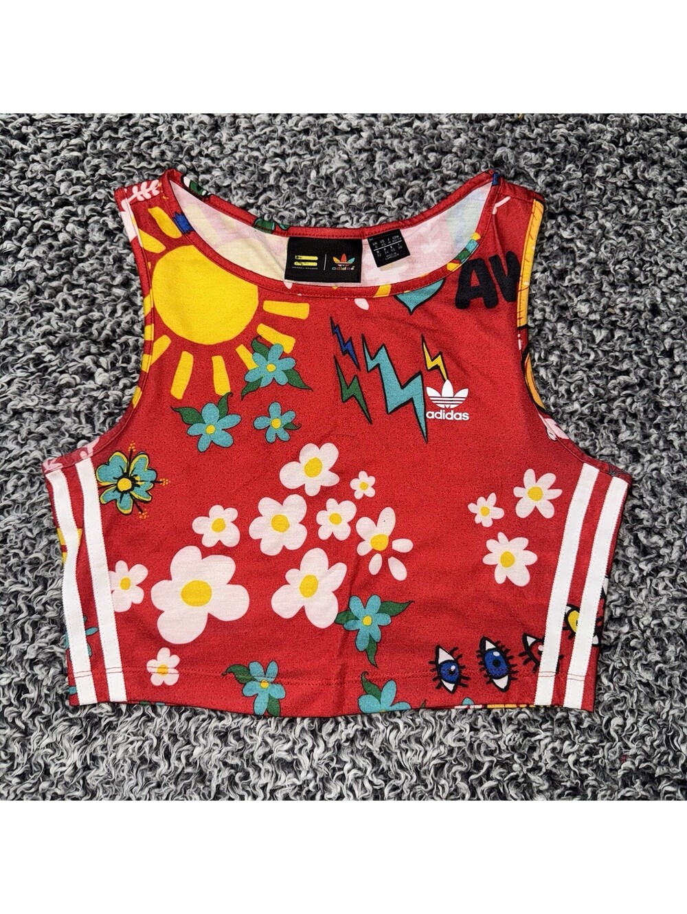 Adidas X Pharrell Williams Women's Multicolor Printed Cropped Top Size XS